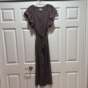 Max Studio Black and Pink Patterned Jumpsuit